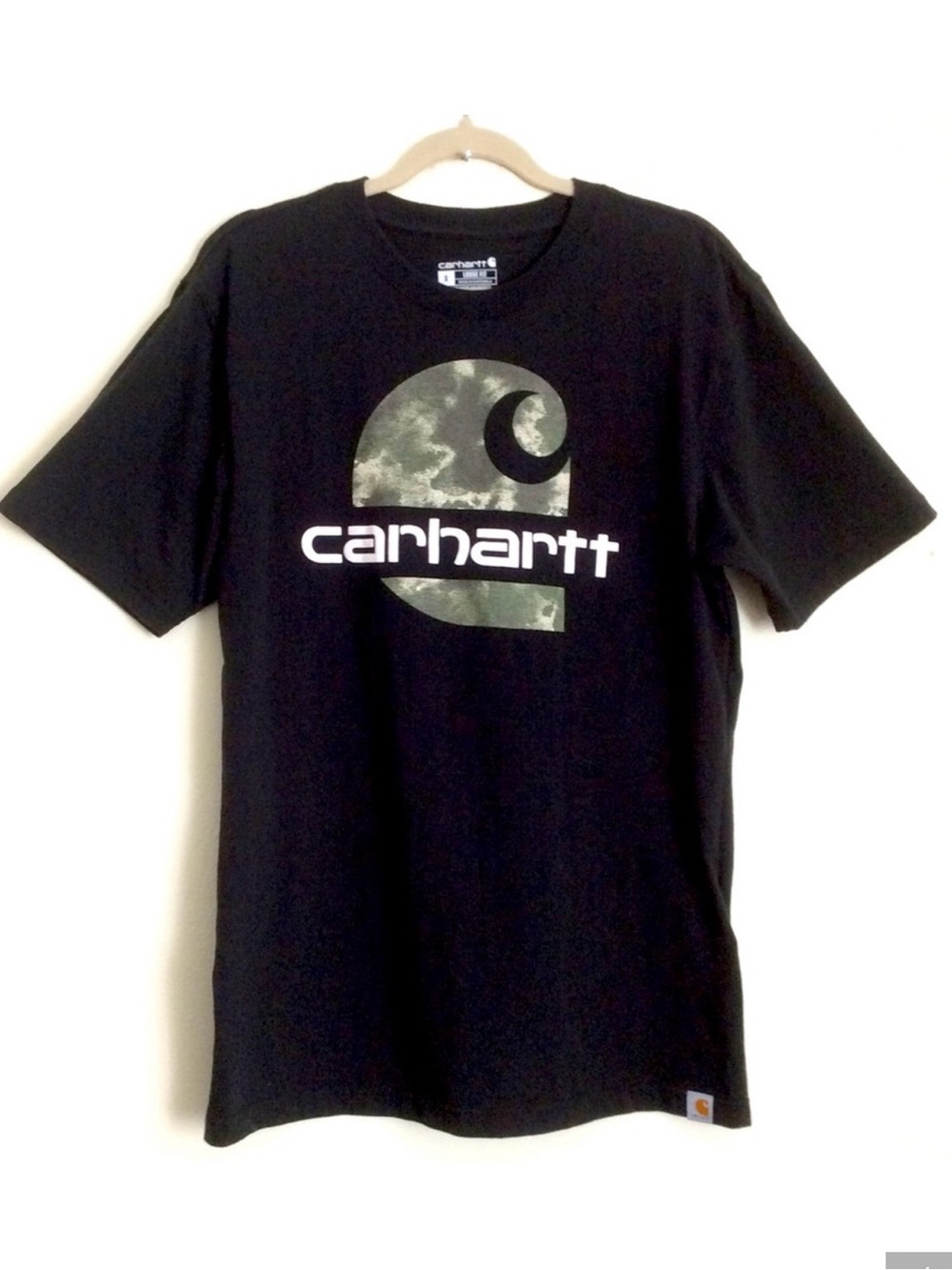 Carhartt Camo Logo T-Shirt Streetwear Workwear 100% Cotton Sz S Loose Fit
